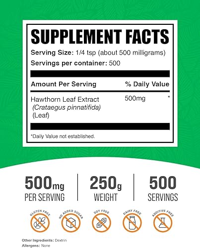 Miniatura 9 de BulkSupplements. com Extracto de hoja de espino en polvo - Circulación - Suplementos de salud cardíaca - Suplementos de circulación sanguínea -
