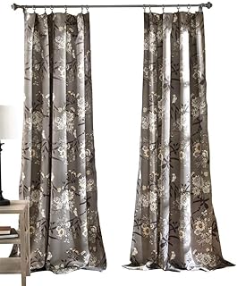 Lush Decor Botanical Garden Curtains Floral Bird Print Light Filtering W...