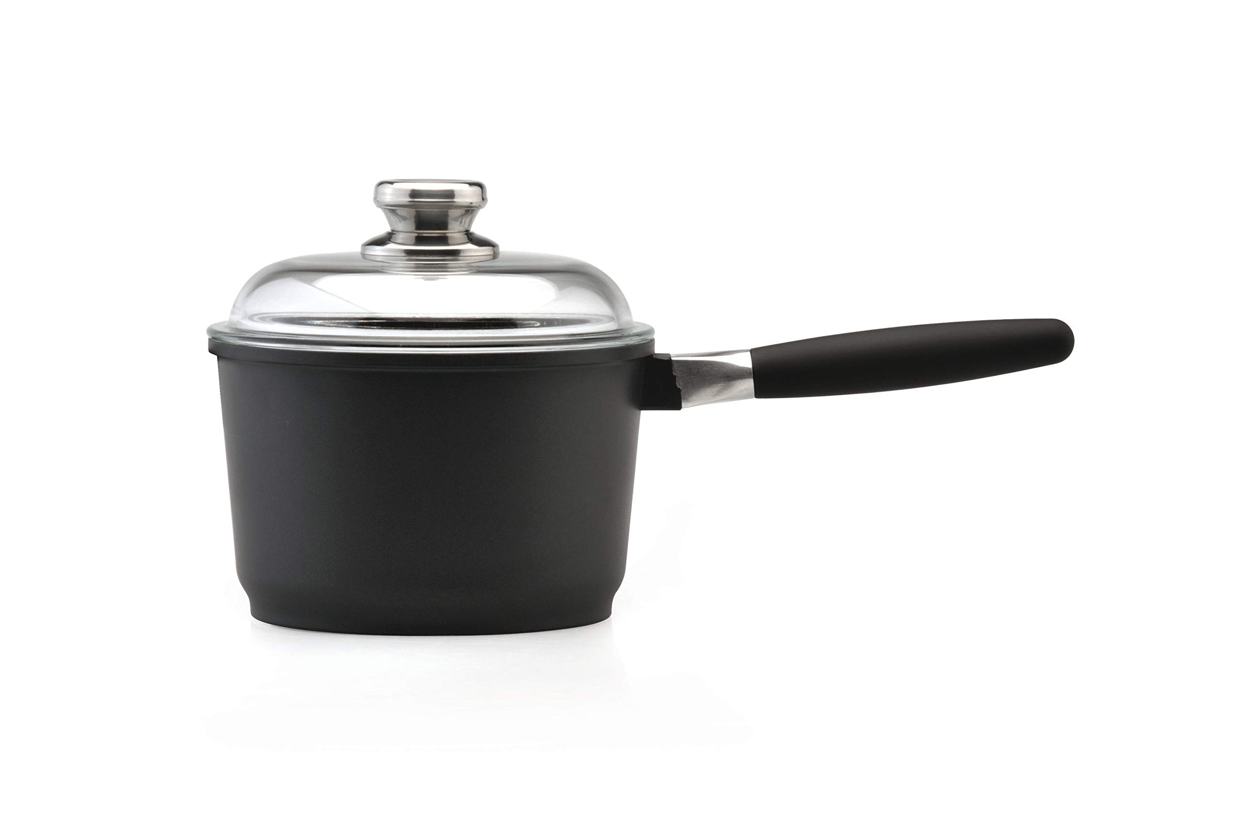 BergHOFF Scala Non-stick Cast Aluminum Saucepan 7" 2.2 qt. With Glass Lid Cast Aluminum Ferno-Green PFOA-Free Stay-cool Detachable Handle Induction Cooktop 3-layer Base Ceramic Coating