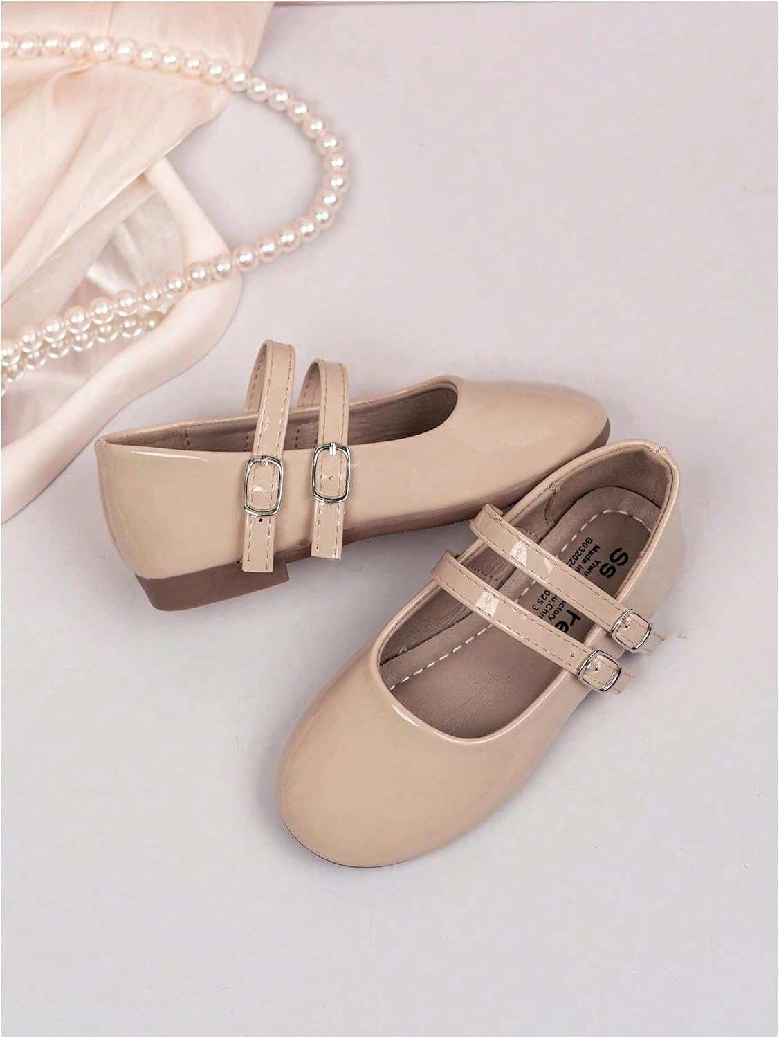 GORGLITTER Girl's Ballet Flats Shoes Cute Closed Toe Double Strap Wedding Party Princess Ballerina Maryjane Shoes