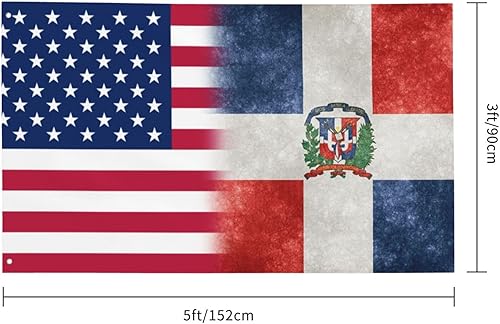 Miniatura 3 de Bandera de Estados Unidos y República Dominicana, banderas de jardín, banderas de casa, bandera de desfile, bandera para exteriores, 3 x 5 pies