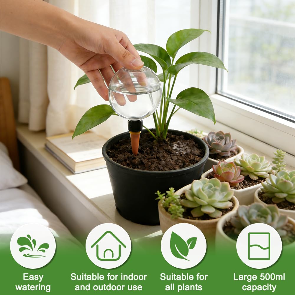 Bewässerungskugeln für Pflanzen, 6 Stück 500ml Wasserspender Pflanzen, Automatische Pflanzen Bewässerung, Bewässerung Zimmerpflanzen für Zimmer, Balkon und Gartenpflanzen