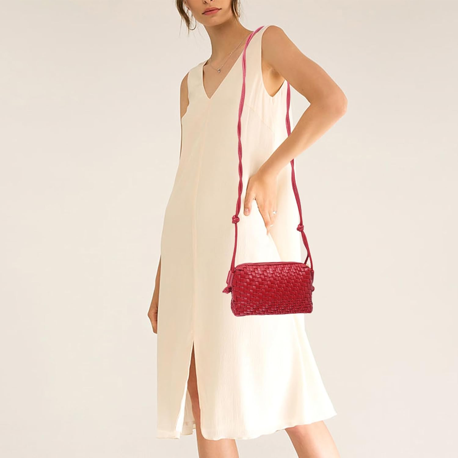 Crossbody Bag for Women Trendy Woven Purse Vegan Leather Small Shoulder Handbags with Strap - Image 3