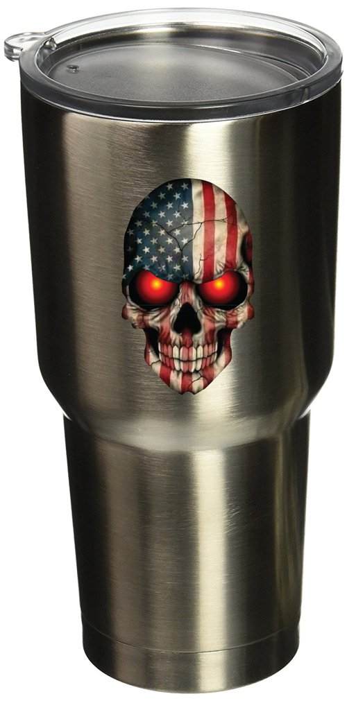 BOLDERGRAPHXBOLDERGRAPHX 5081 AMERICAN FLAG SKULL 2"x3" Vinyl Sticker Decal for Yeti Mug Cup RTIC Sic Cup Thermos Cup or laptop cell phone wrap or hardhat