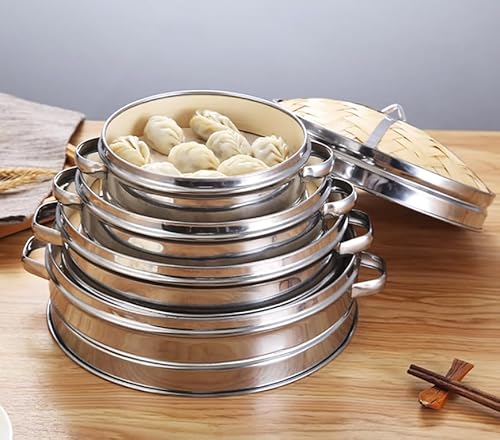 ANSNOW Bamboo Steamer Basket, Kitchen Steaming Basket with Stainless Steel Banding,Ng, Durable and Reinforced Bamboo Steamer Cooking Pan for Sim Sum Dumplings, Vegetables, Rice, Meat, Fish/1 Layers - Image 7