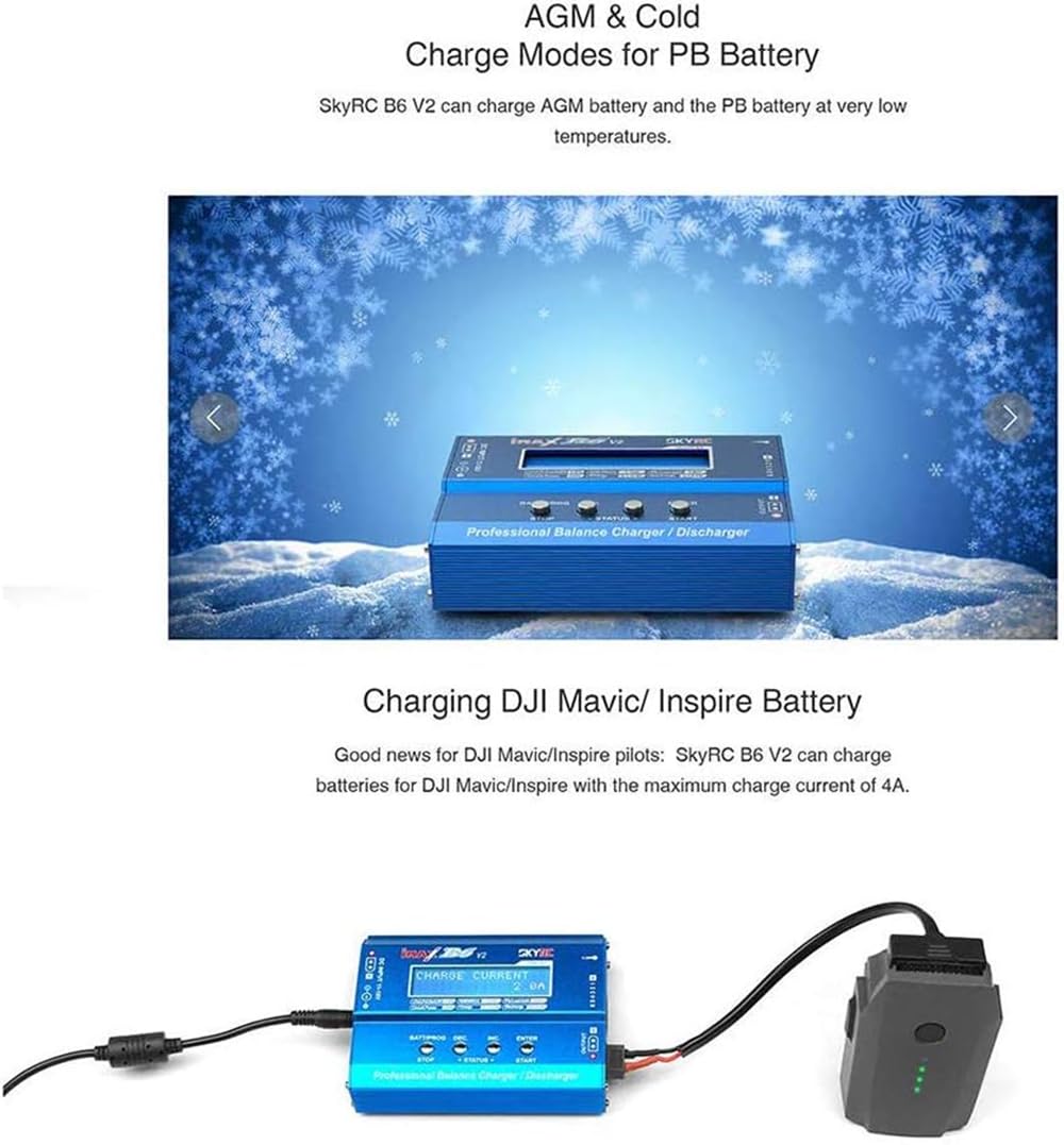 iMAX B6 V2 DC 60W 6A X60T RC Mehrere Akku Balancer Ladegeraet Entlader für 1S-6S LiPo Li ion Life LiHV, 1S-15S NiCd NiMh Pb AGM Ladegerät für DJI Drohne Inspire Auto Airsoft Spielzeug Batteries