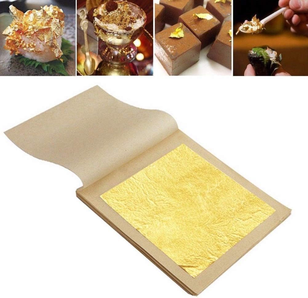 Edible Gold Leaf Sheets 20 Count – Pure 24K Gold Vark (Varak) 2x2 Inch Transfer Leaves for Cake Decoration, Sweets, Chocolates, Desserts, Mithai & Food Gilding