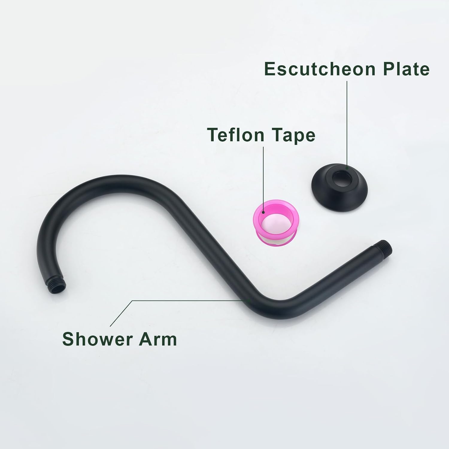 Shower Head Extension Arm with Flange, High Rise S Shaped Showerhead Extension Extender For Fixed Shower Head, Matte Black