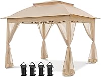 Vista 13 de COOS BAY Carpa Gazebo Instantánea Desplegable de 11x11 pies con Mosquitera, Refugio de Toldo al Aire Libre con 121 Pies Cuadrados de Sombra (Azul)