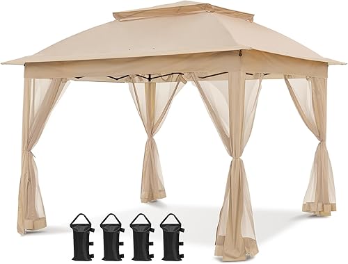 Miniatura 13 de COOS BAY Carpa Gazebo Instantánea Desplegable de 11x11 pies con Mosquitera, Refugio de Toldo al Aire Libre con 121 Pies Cuadrados de Sombra (Azul)