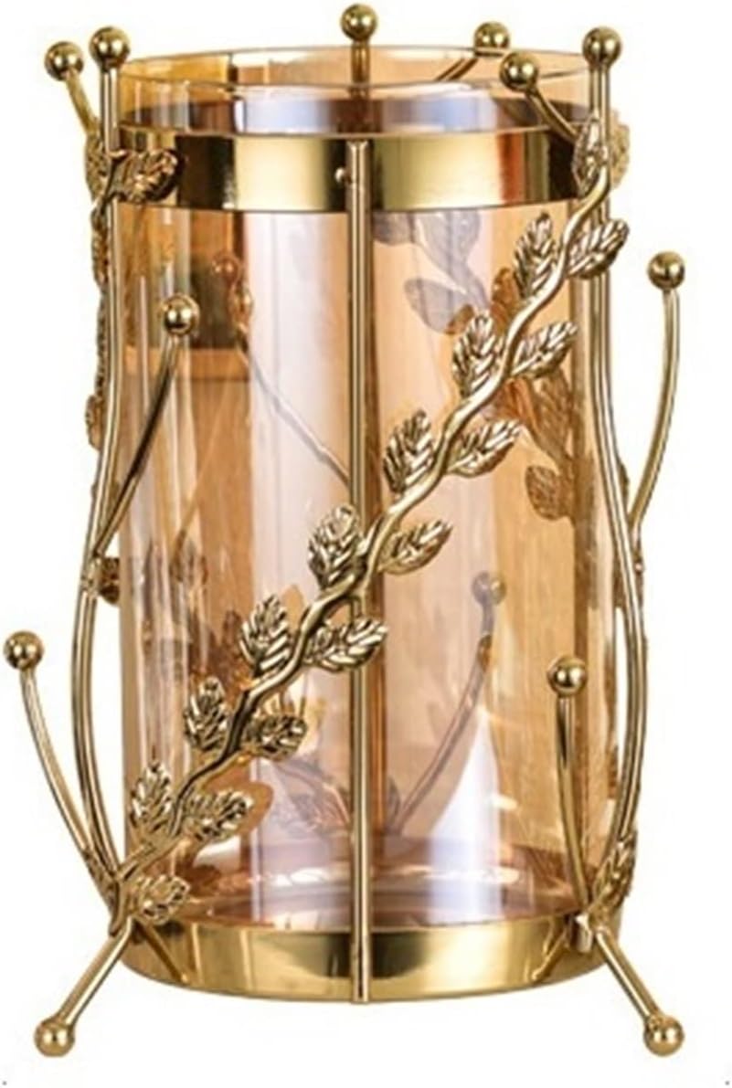 Vase Modern Metal Vase Table Decoration Dry Flower Arrangement Wine Cabinet Decoration Home Decor Terrarium Glass Vase Suitable for Dining and Living Room Home decoratio(Large)