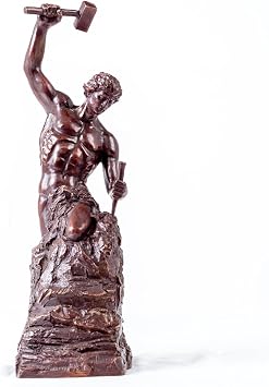18.5" Bronze Self Made Man Statue Self Craving Bronze Sculpture Handcrafts for Home Indoor Decor Gifts