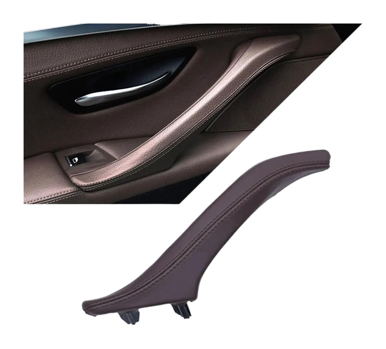 FANGZIQF Inner Door Pull Handles for 5 Series F10 F11 F18 520i 523i 525i 528i 535i 2010-2017 Interior Passenger Door Handle Leather Pull Assembly(Moka,Left)