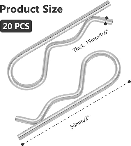 Miniatura 9 de 10 clips en R, pasadores de enganche de acero inoxidable, pasadores de retención de resorte para tractor, remolque de césped, barra de remolque de