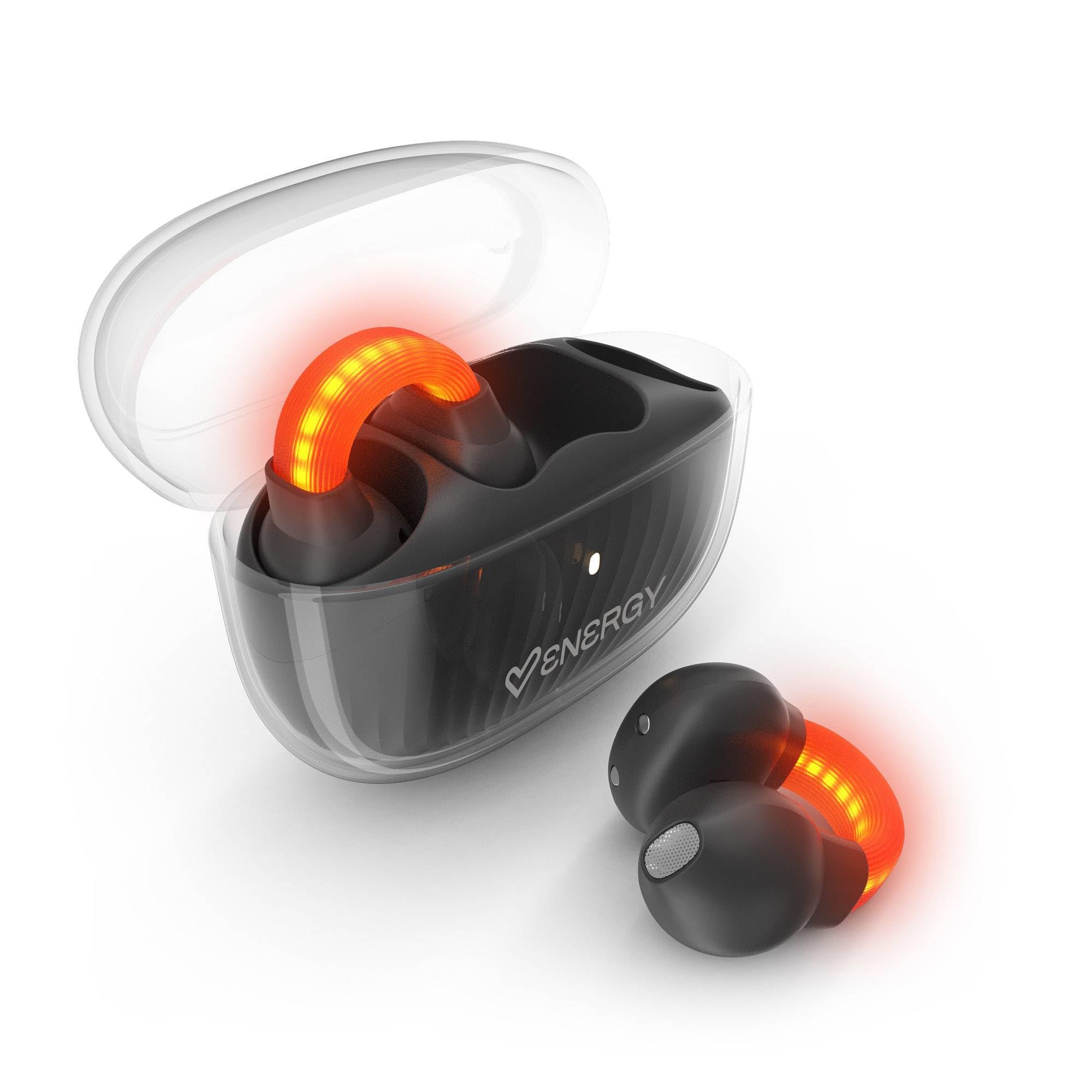 Energy Sistem Lightpods Dark - Cuffie Open Sound tipo pendente, con batteria di 25 ore, design curved-Fit, microfono ENC, protezione IPX4, suono direzionale, Bluetooth wireless