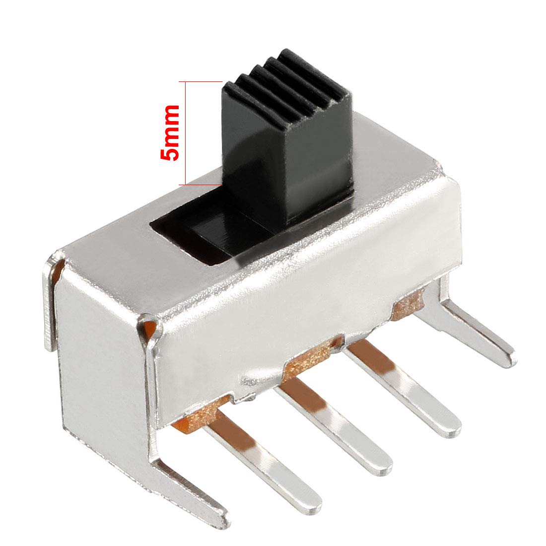 Interrupteur coulissant horizontal SPDT 1P2T, panneau de verrouillage PCB à 3 broches, 5mm, 100 pièces