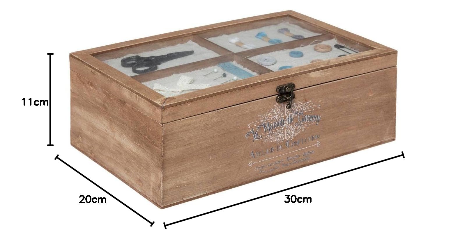 ATMOSPHERA CREATEUR D'INTERIEUR - Scatola da Cucito in Legno Winter 30x10cm