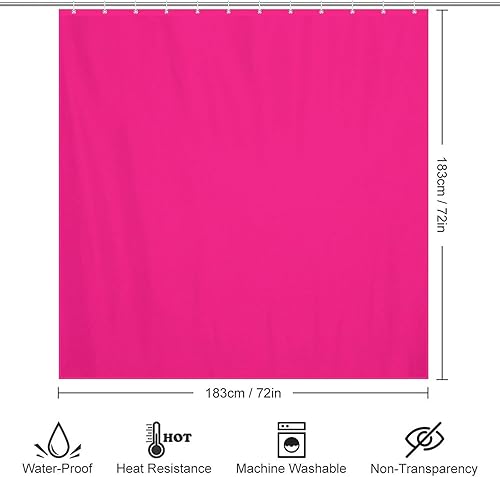 Miniatura 2 de Juego de cortinas de ducha modernas de tela impermeable rosa y blanco intenso para baño con ganchos, 72 x 72 pulgadas