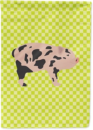 Caroline's Treasures BB7761GF - Bandera de jardín con diseño de cerdo en miniatura, color verde, bandera decorativa para patio exterior, patio,