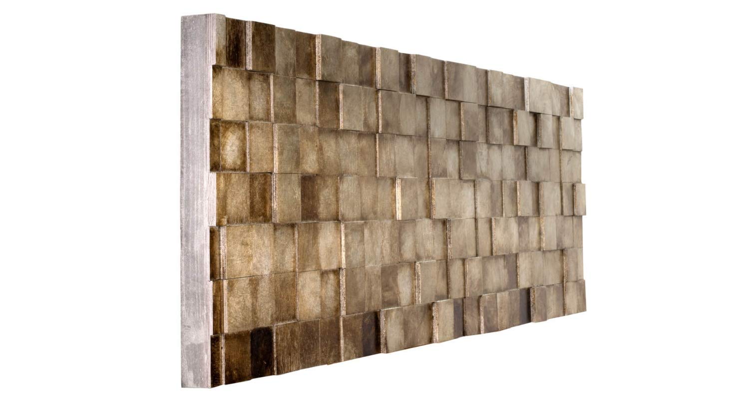 KunstLoft Wanddeko Holz rustikal | 100% HANDGEFERTIGT | 144x44x6cm | Holzbild 'The Matrix' | Abstrakt | Beige Braun | Wandbild Holz