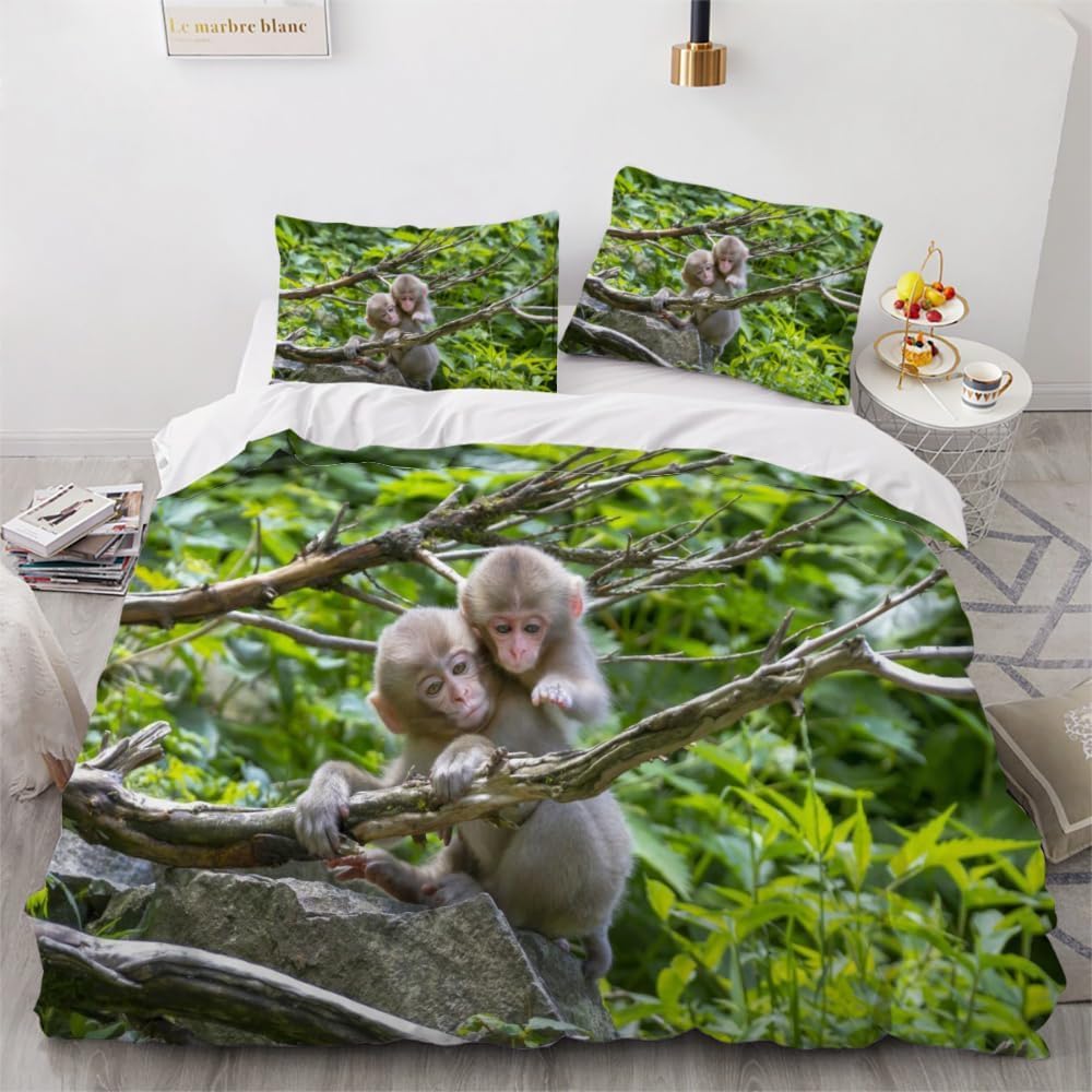 Housse couette 2 personnes singe douce avec impression 3D haute définition