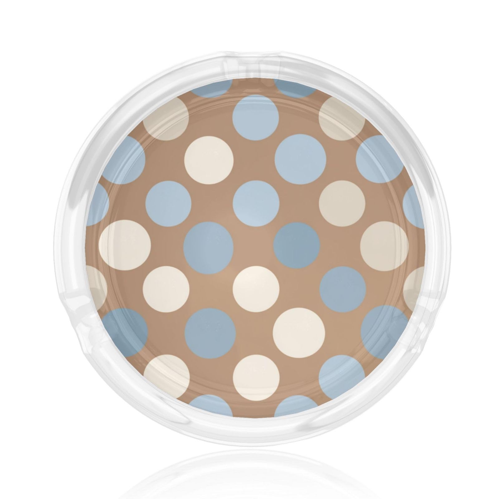 Brown And Blue Polka Dot Pattern Glass Ashtray For Cigarettes Ash Trays Case For Home Office Decor