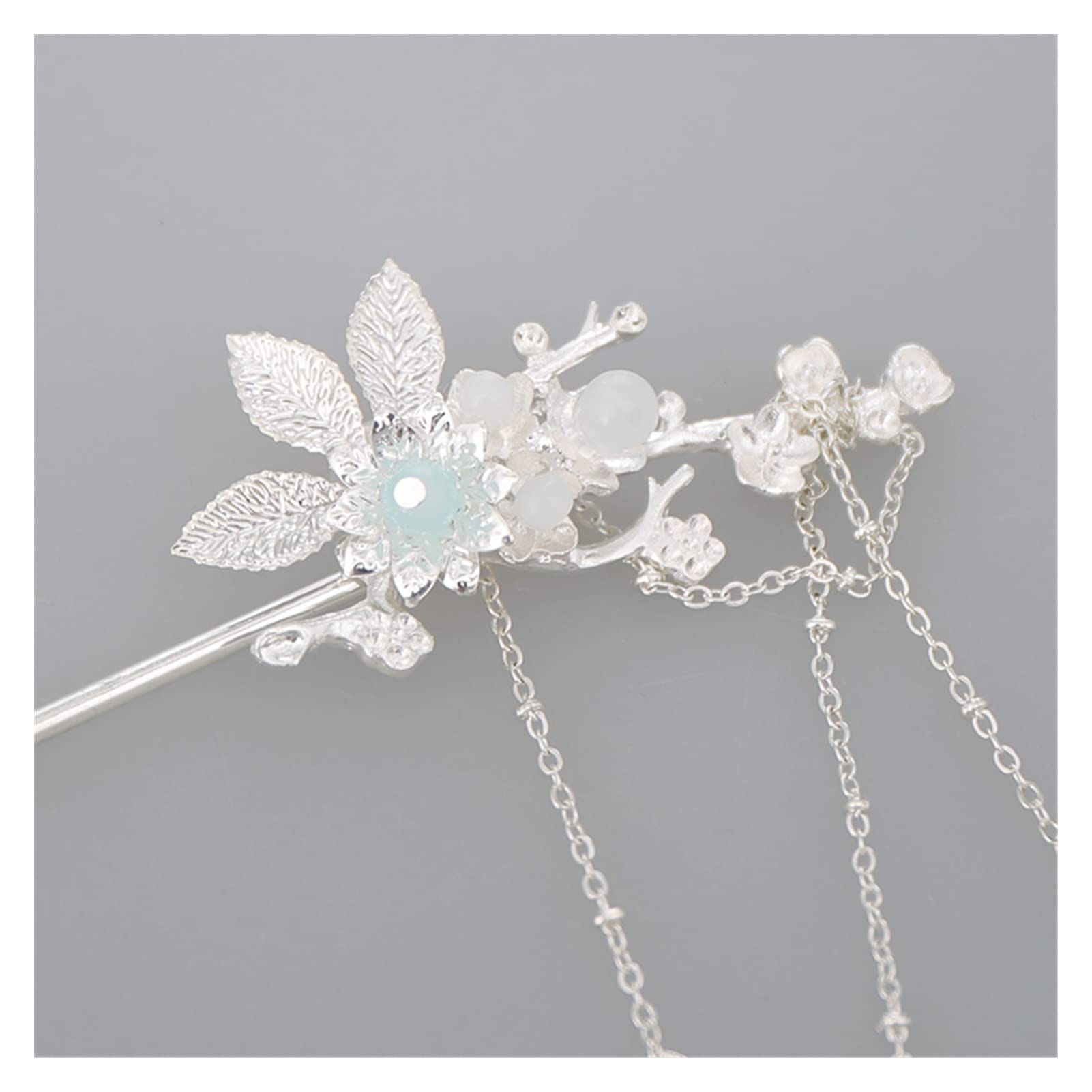 Fiori di Chiusura dei Capelli cristallini da Donna Design Design in Argento Scepisci Il Bastone for Capelli Hanfu con Tappeto. (Color : Moon Tassel)