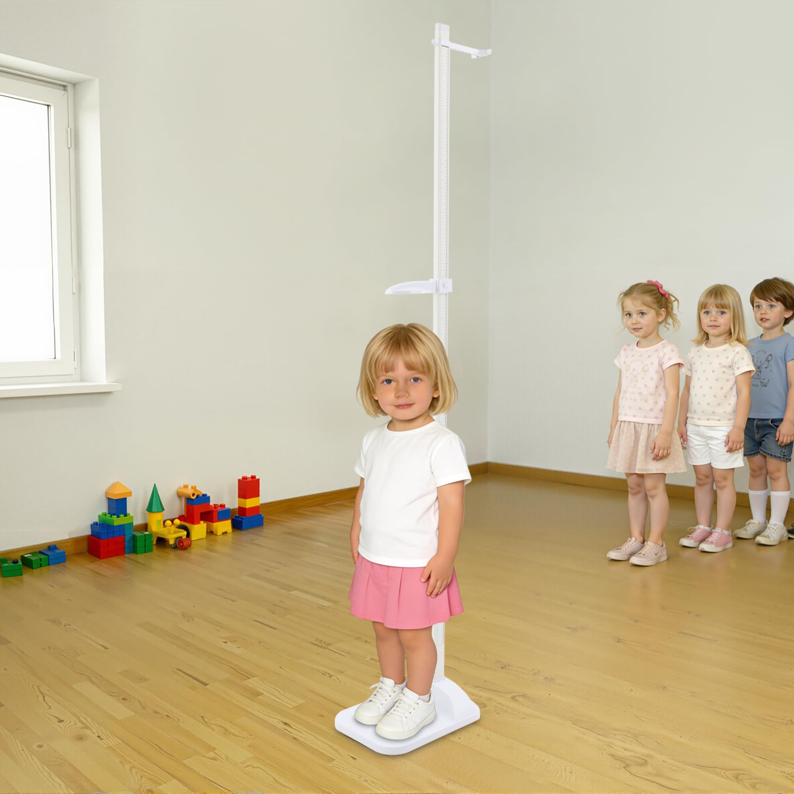 Stadiometro portatile 20–210 cm con display a doppia scala, altimetro digitale, barra di misurazione dell'altezza rimovibile, ideale per casa, scuola e ospedale