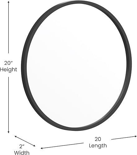 Miniatura 6 de Flash Furniture Julianne - Espejo redondo grande de pared, espejo de acento de círculo negro, espejo de tocador de 20 pulgadas, para baño, tocador,