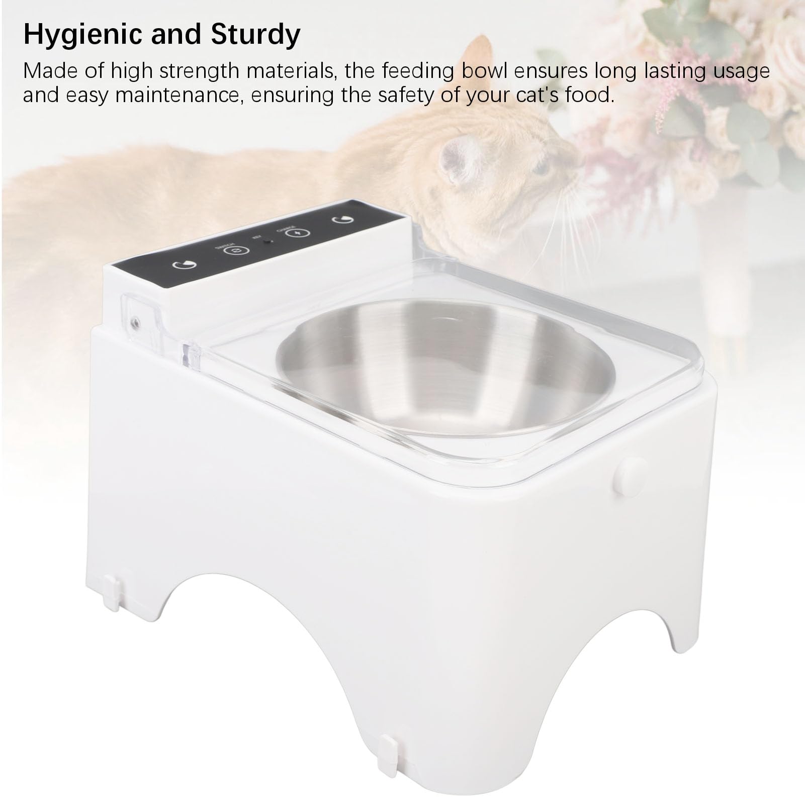 Alomejor Mangiatoia con Rilevamento Automatico per Gatti Design Intelligente, Igienico e Robusto per Animali Domestici da Interni Soluzione di Alimentazione 21 X 16 X 15 Cm (stile 1)