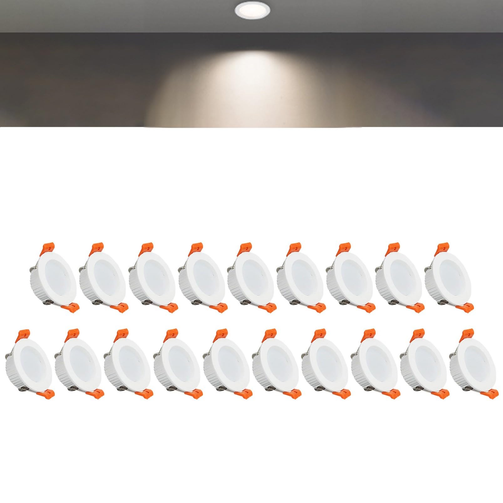 TTiiLoe 3W Round LED Recessed Ceiling Spotlights, 4000K Neutral White Ultra Slim Panel Ceiling Light, Cut Φ50-55mm, AC110-240V Downlights for Hallway Stairwell Showroom, 19 Pack