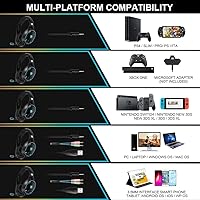 Vista 2 de Auriculares para juegos de PC, auriculares con cable para PS5, PS4, Nintendo Switch, auriculares Xbox One con sonido estéreo, auriculares plegables
