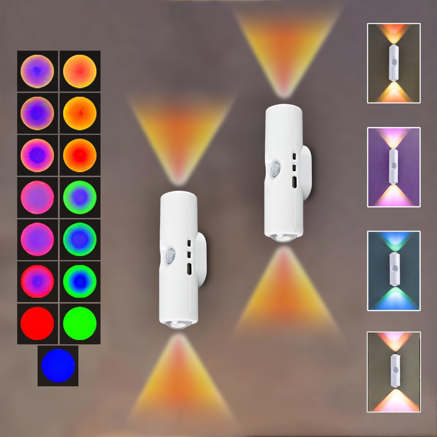 Baunbrhy A Magnetic Smart Motion Sensor Rgb Mood Light, Motion Sensor Wall Lights Indoor, Multi-Color Changing Led Wall Sconces With Usb Cable, Rechargeable Wall Sconces Wall Lights For Hallway, Stair, Bedroom