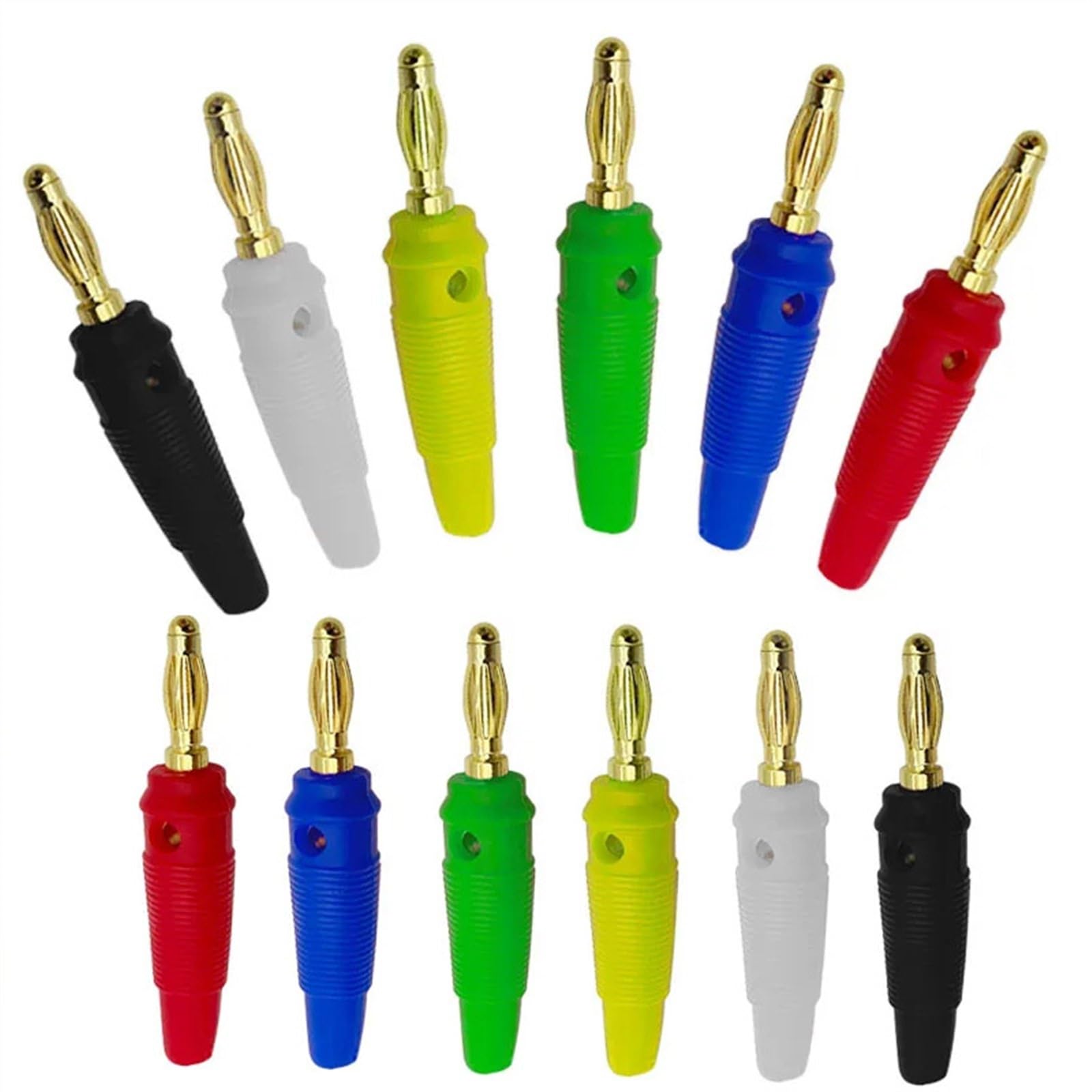 Lot de 20 connecteurs bananes de 4 mm, cuivre pur, plaqué or, câble de haut-parleur musical pour vidéo, connecteurs fiche banane (jaune)