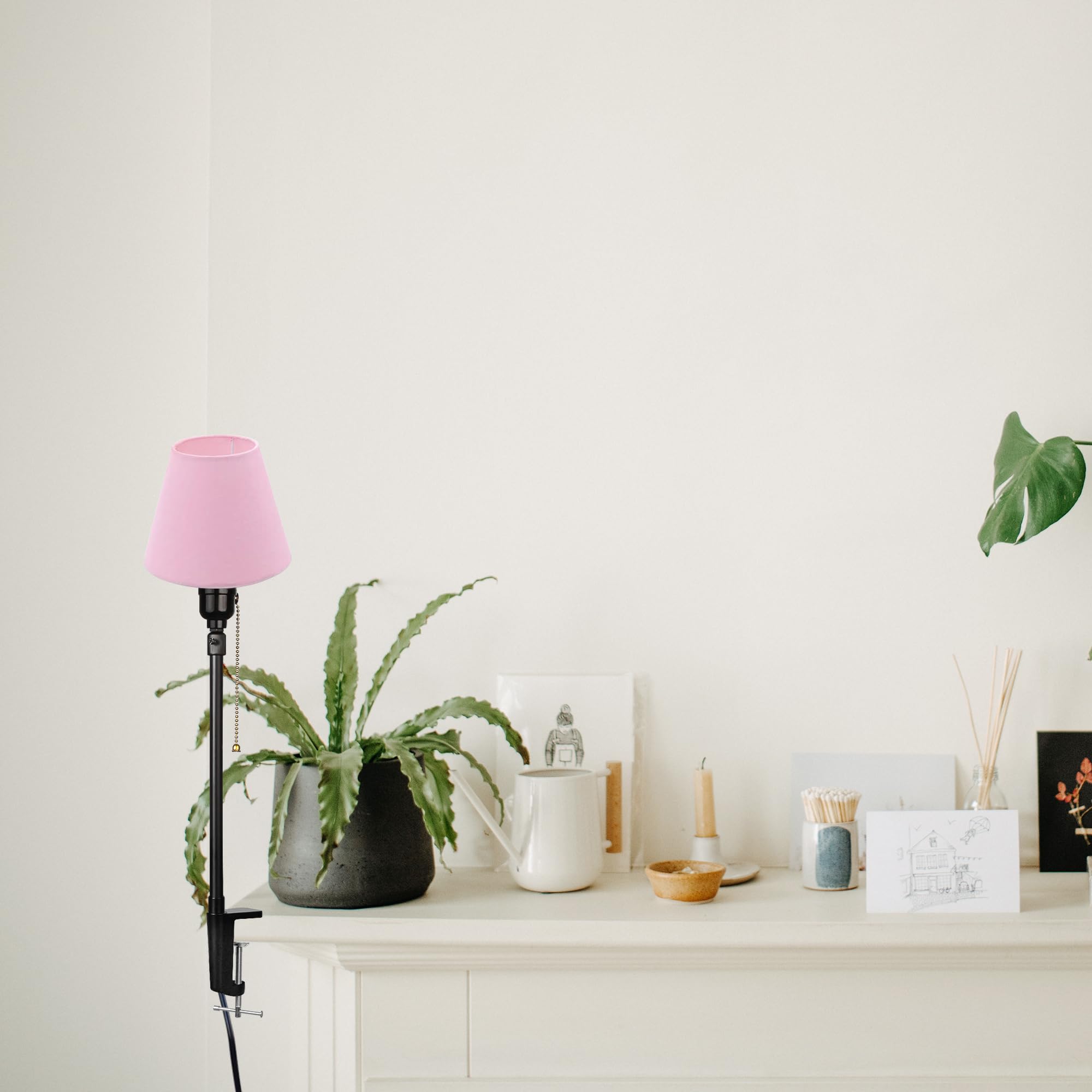 Modern Klemmleuchte,1 Packung Leselampe mit 2,5 m Kabel, Dimmbar Rosa Nachttischlampe,Augenpflege Schreibtischlampe für Heimgebrauch Büro, E27 Lampenhalterung - DZ0031