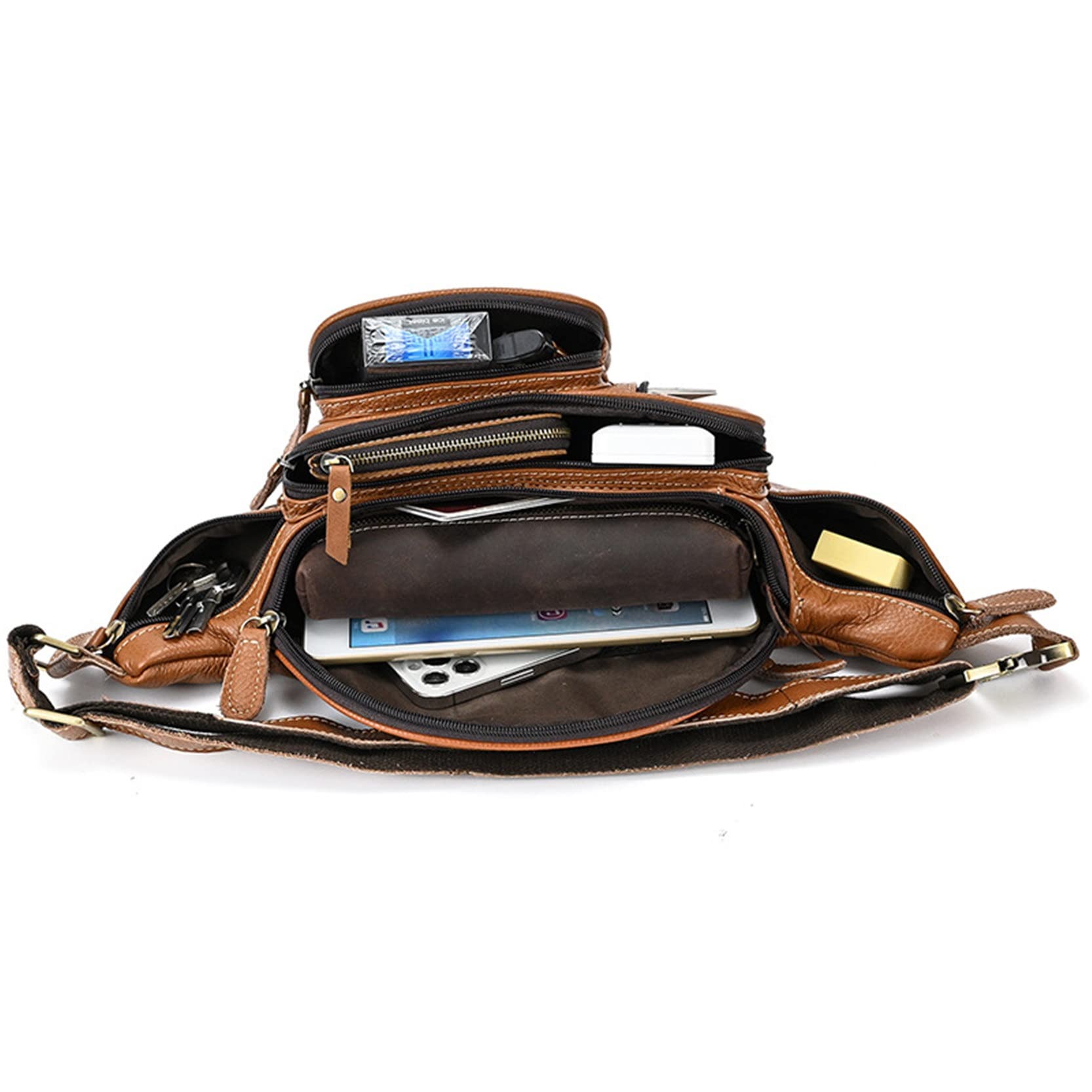 Stylisch Umhängetasche Bauchtasche Gürteltasche, Echtes Leder Taille Tasche for Mann Frauen Mode Fanny Pack Hüfte Bump Bag Telefonbeutel for Hund Walking Festival Wandern Radfahren Gürteltasche Reise