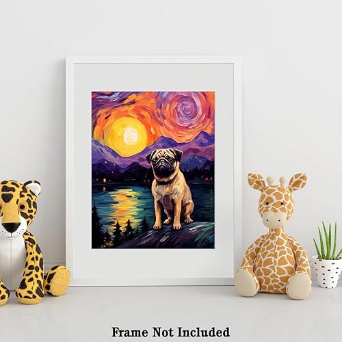 Miniatura 4 de Bestbuddy Pet 8 x 10 sin marco noche estrellada perro perro mascota familia amigo paz pintura al óleo impresión arte póster decoración de pared AP147