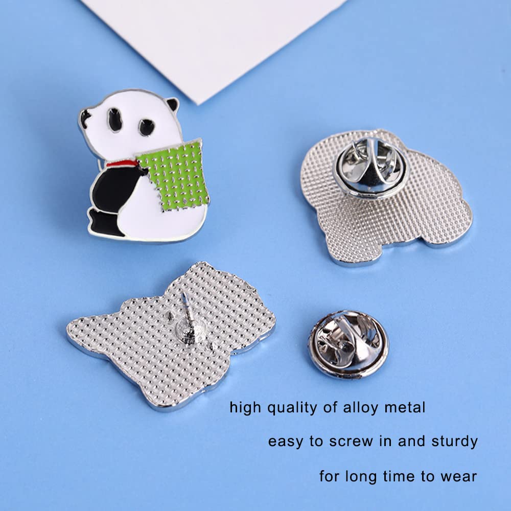 Lindos pines esmaltados de panda, broche de dibujos animados divertidos, alfileres de mochila Kawaii Panda Bear Juego de pines de solapa para amantes de panda, regalo de joyería, Metal, No es una 4