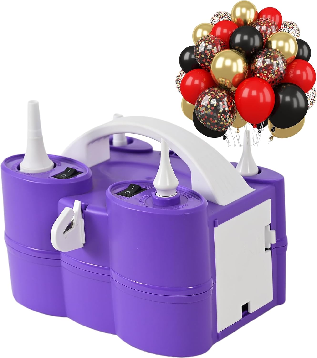 Red and Black Balloon with Air Pump Electric Set, 3-in-1 Air Pump for Inflatables and Balloon Portable Balloon for Latex 260q Foil Balloon AC 110V Inflator Deflator for Pool Floats Air Mattress