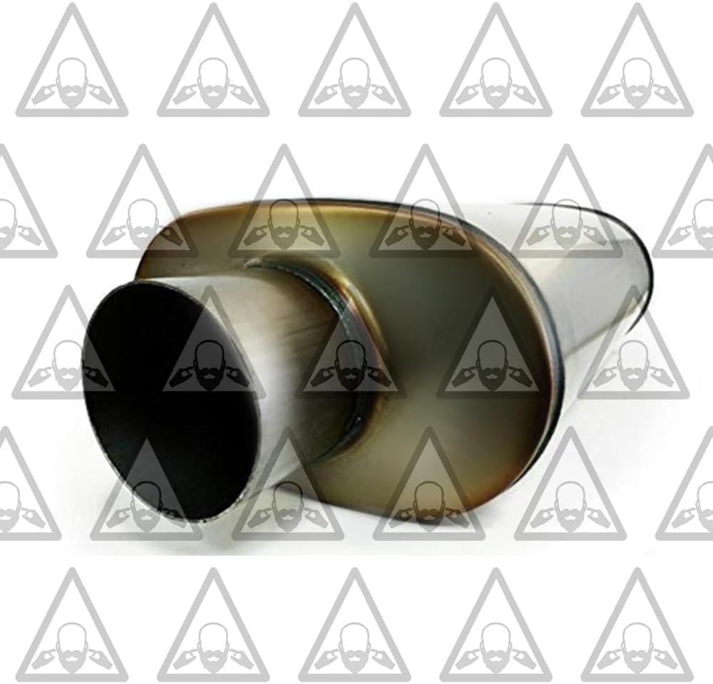 | Stainless Steel Universal Mandrel Dual Pipe & Single Chamber Muffler with Angle Cut Tips Compatible for 1987-2002 GMC Sierra 2500 | Free Clamps and Hangers Included