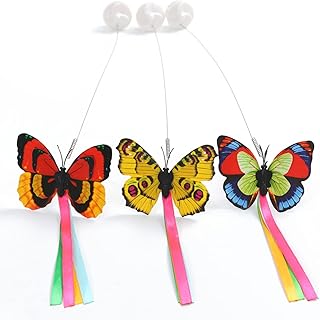 Vealind Set of 3 Interactive Butterfly Cat Toy Replacement Automatic Cat Toys 360°Rotating Butterflies Accessories for Kitten Kitties Elctric Cat Teaser Toy for Indoor Cats(3 Packs)