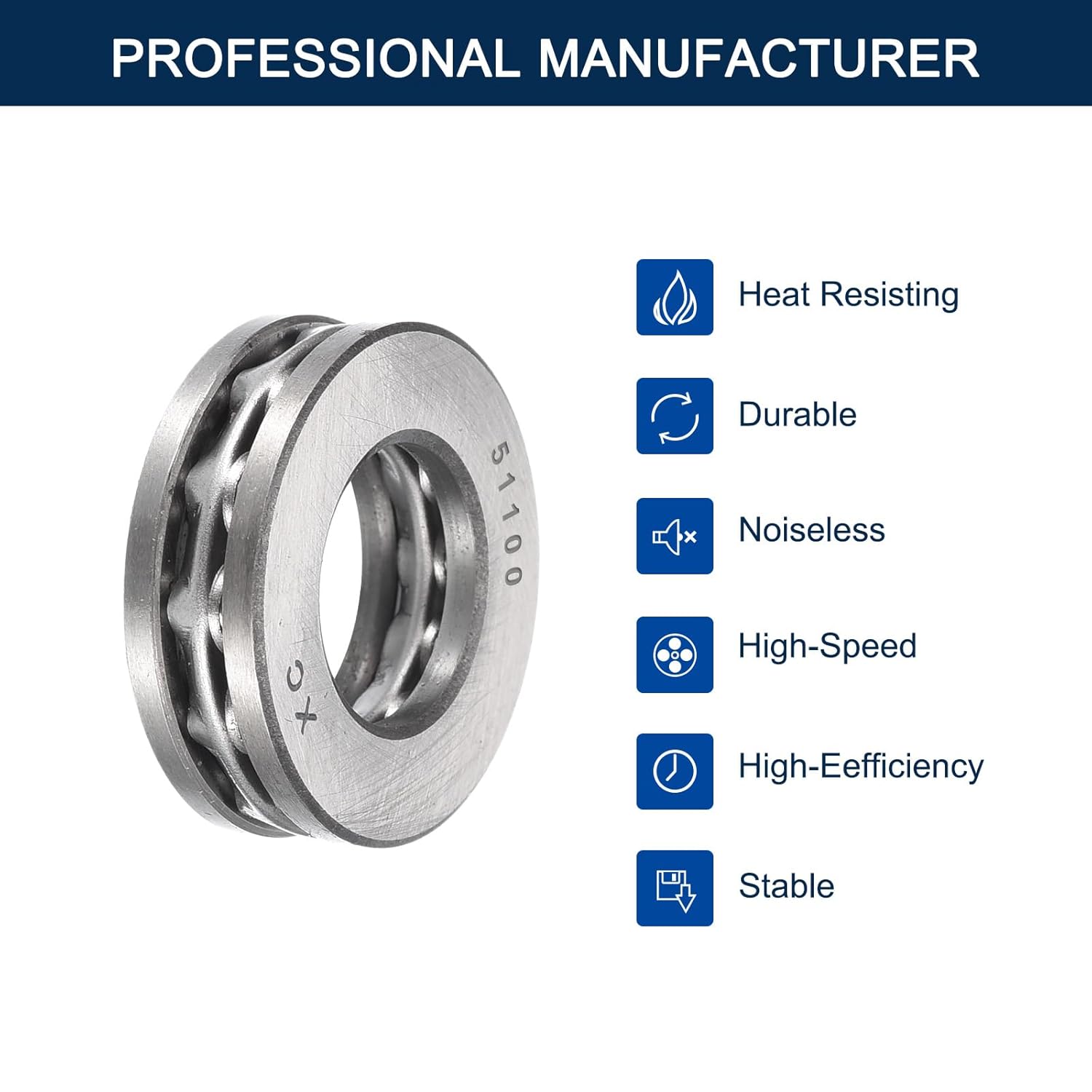 Thrust Ball Bearings, 4pcs 51100 Plane Axial Ball Bearing 3-in-1, 10mm x 24mm x 9mm Chrome Steel ABEC3 Single Row Roller