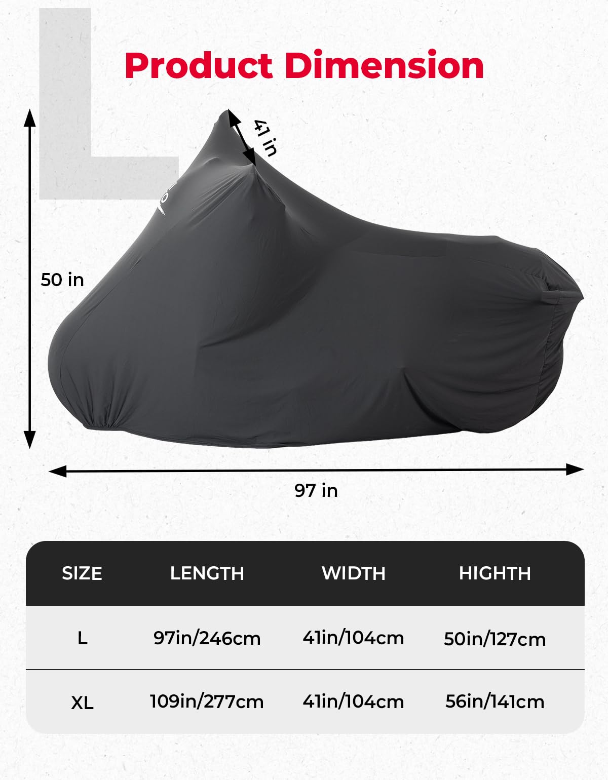 KEMIMOTO Telo Coprimoto Interno, Telo Antipolvere Moto Elasticizzato con Gancio di Sicurezza, Copertura Moto Traspirante per Motociclo, Scooter, Cruiser, Touring e Adventure