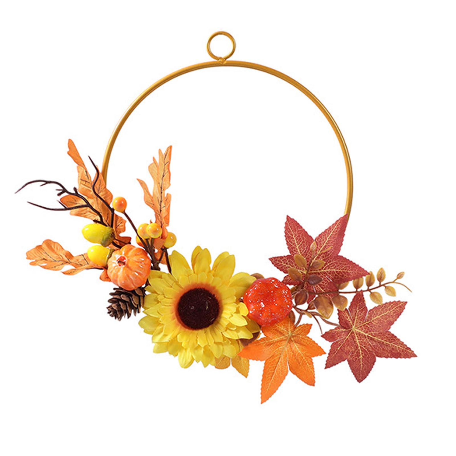 Tsophreniq Fall Oriented Metal Painting Highlighting Garden Plane Leaves Easy Suspend Weather Immune Vacation Interior Decoration Piece Weather Immune Metal Wreath