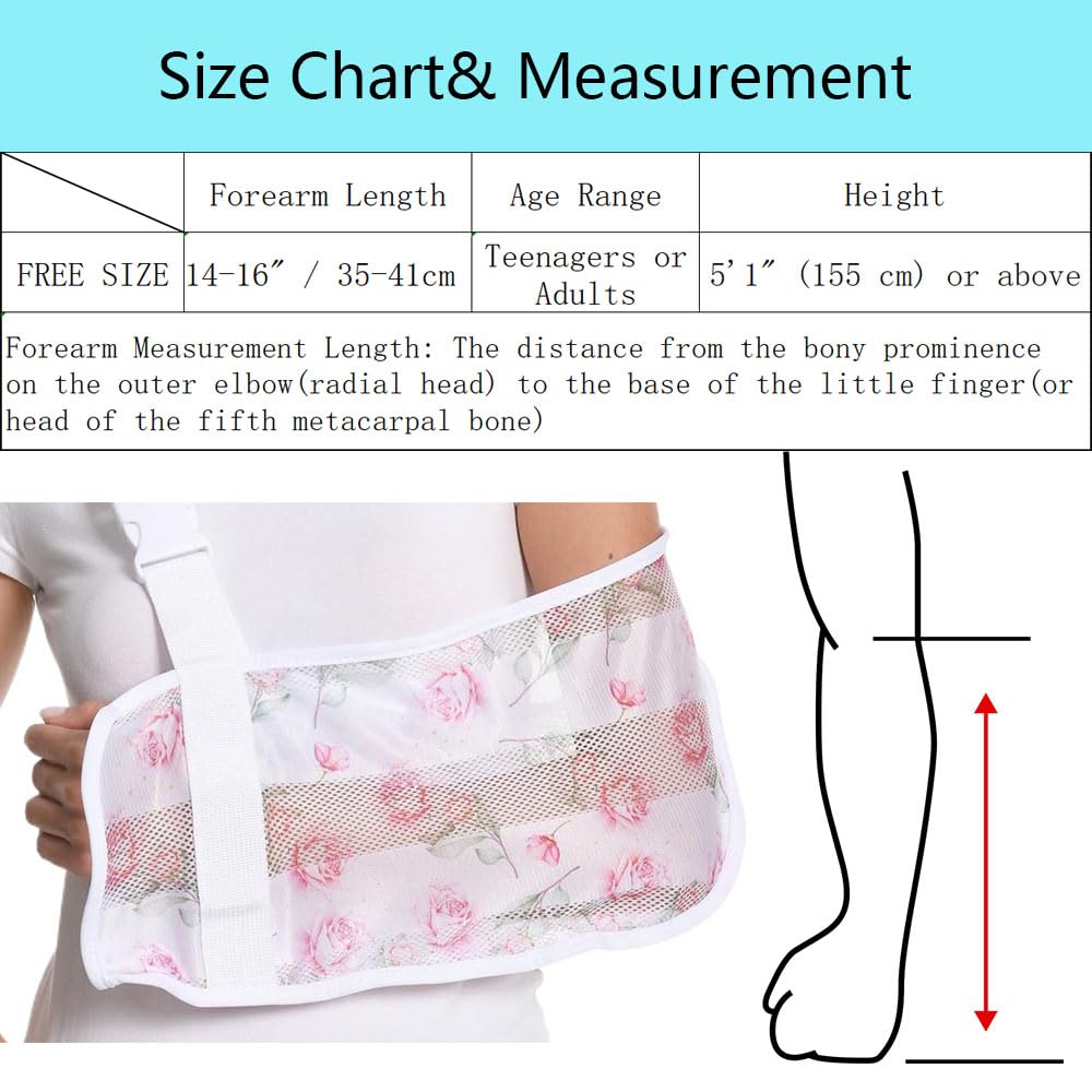 Arm Sling for Broken Arm Torn Rotator Cuff Shoulder Elbow Wrist injury Mesh Adults Support Brace for Women with Rose