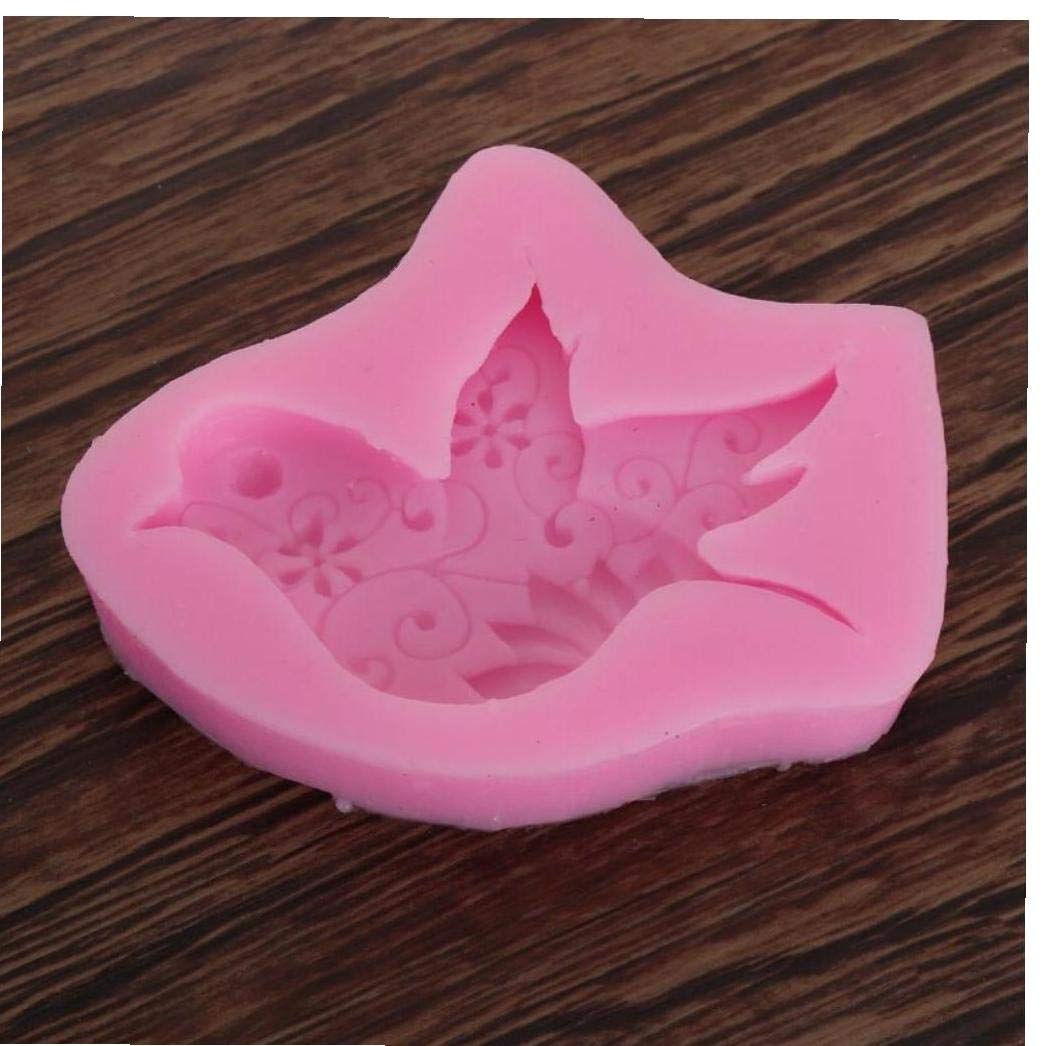 Byfri Pink Bird Silicone Mould Fondant Mold Silicone Sugar Resin Mould Craft Molds Diy Cake Decoratin