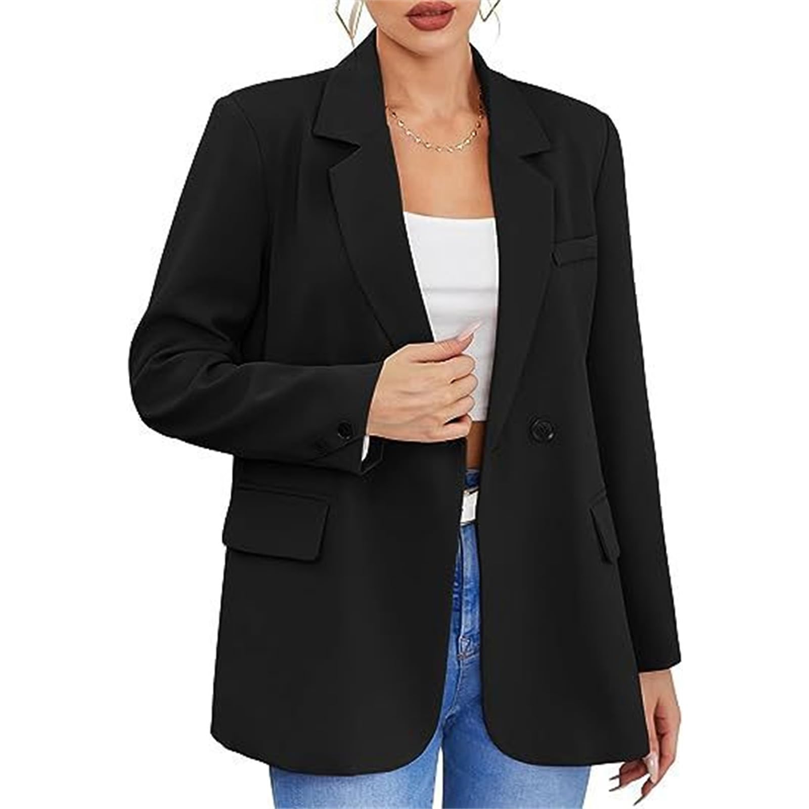 Blazers for Women Business Casual Oversized Boyfriend Dressy Suit Jackets Long Sleeve Work Office Cardigan Jackets
