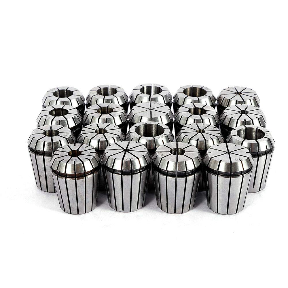 OUKANING Prazision Mt2 Er32 M10 Lot de 21 pinces de serrage 1-20 mm avec étui en acier allié pour Tour, Fraiseuse