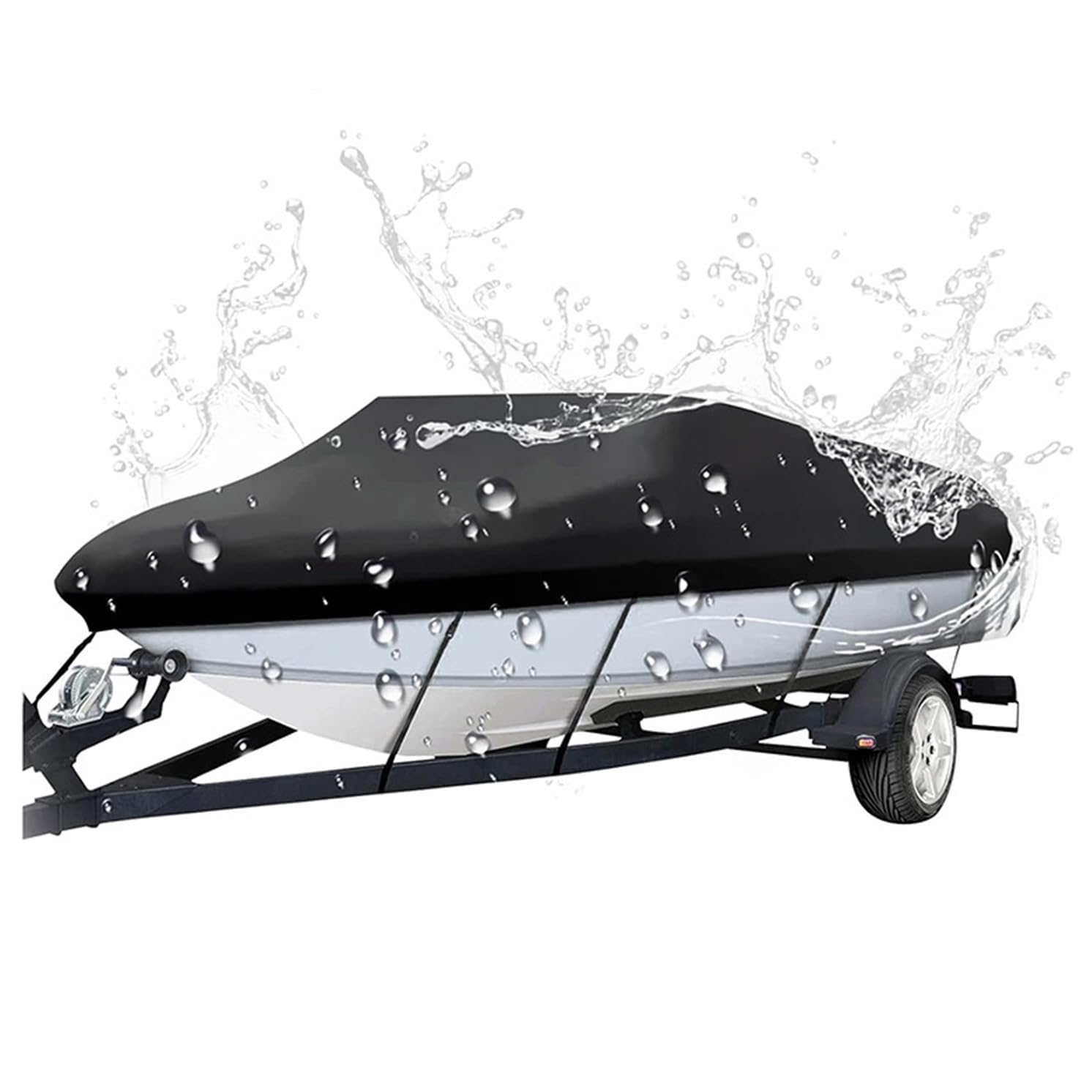 Heavy Duty Boat Cover for Tracker Boats Grizzly 1754 Jon 2020, All Weather Protection Trailerable Boat Cover, Boat Protection Tarp Covers with Storage Bag,A Black