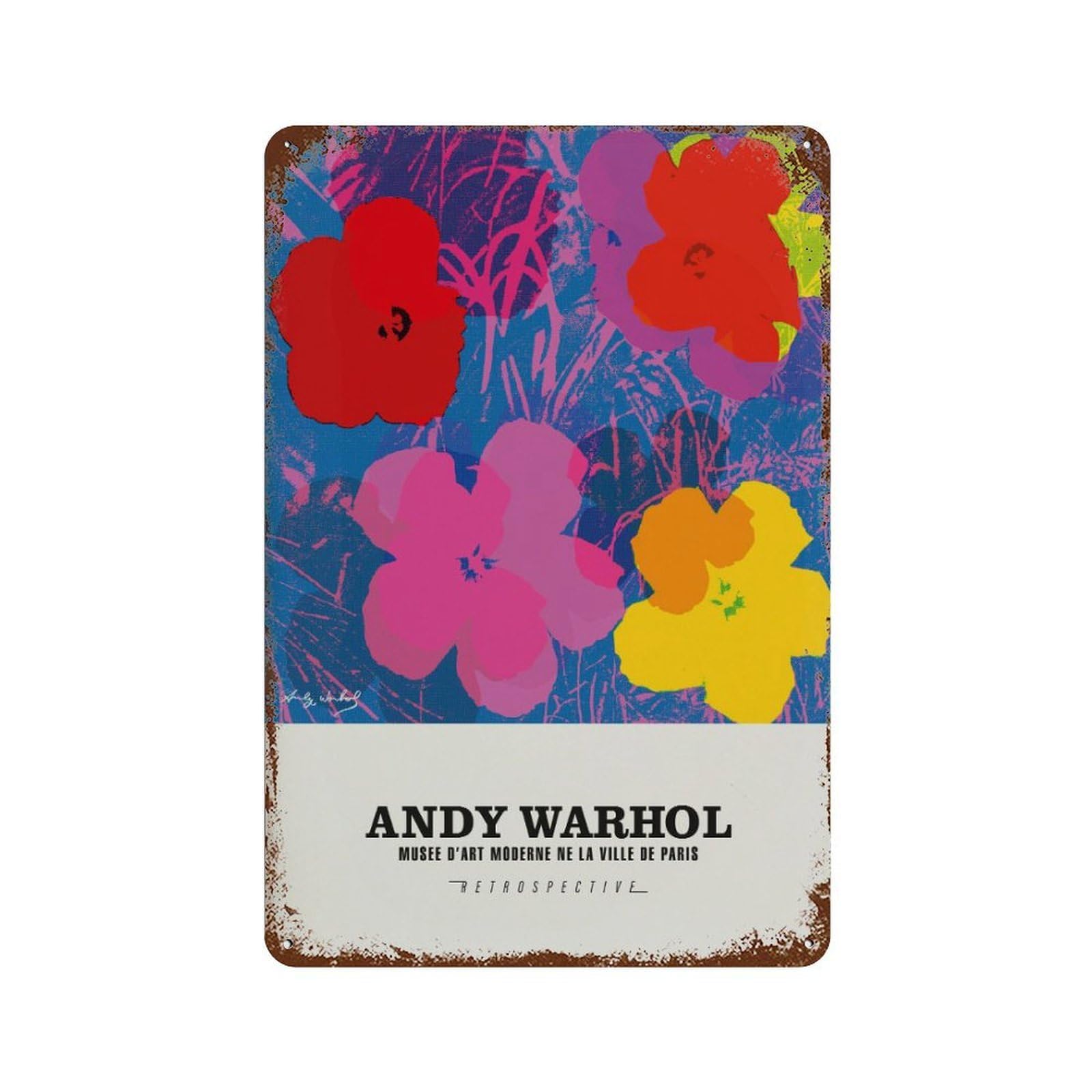 xiaoxiaoshen Andy Warhol Flower Exhibition Vintage Pop Wall Decor Art Metal Tin Poster Modern Home Decor Art Home Bar Shop Decorations Vintage Sign 30x20cm
